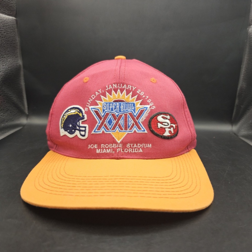 Vintage Super Bowl XXIX 29 1995 Hat Red 49ers Chargers Fitted Stretch New Era